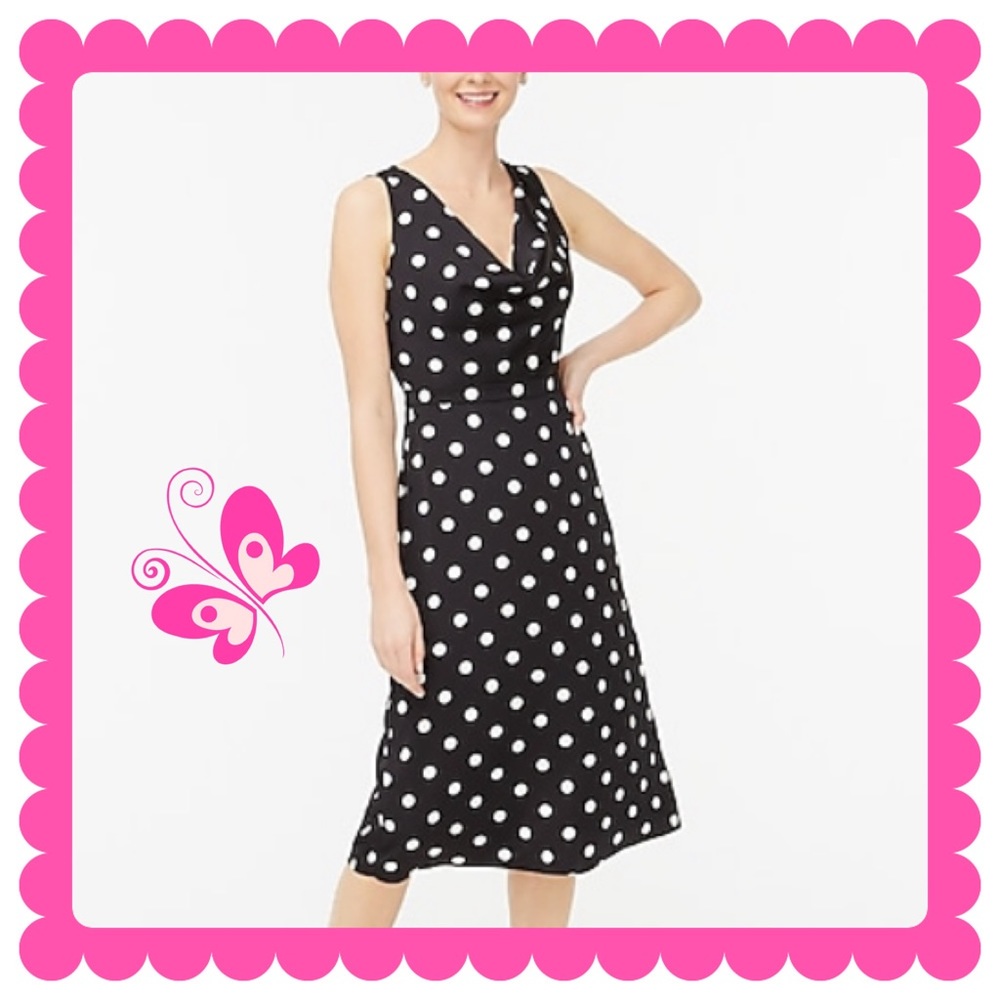 Black/white polka dot sleeveless dress NWT